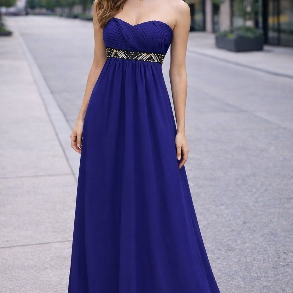 Lola Strapless Maxi Dress Embellished Rhinestone Evening Event Dance Wedding